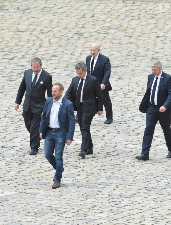 Nicolas Sarkozy - Arrivées aux obsèques de Serge Dassault en la cathédrale Saint-Louis-des-Invalides à Paris, le 1er juin 2018. © Guirec Coadic/Bestimage