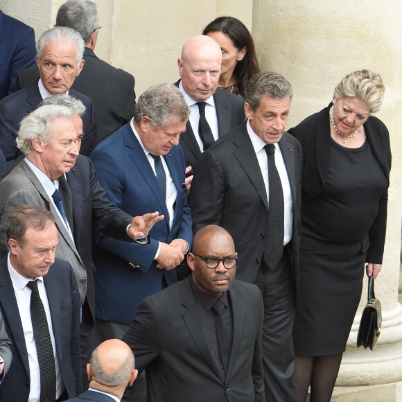 Jean Veil, Nicolas Sarkozy, la princesse Chantal de France et François-Xavier de Sambucy de Sorgue - Obsèques de Serge Dassault en la cathédrale Saint-Louis-des-Invalides suivi des honneurs militaires à Paris. Le 1er juin 2018 © Coadic Guirec / Bestimage