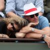 Benjamin Castaldi avec sa femme Aurore Aleman dans les tribunes des Internationaux de France de Tennis de Roland-Garros à Paris le 2 juin 2018.