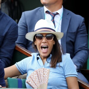 Amel Bent et son mari Patrick Antonelli dans les tribunes des internationaux de tennis de Roland Garros à Paris, France, le 3 juin 2018. © Dominique Jacovides - Cyril Moreau/Bestimage
