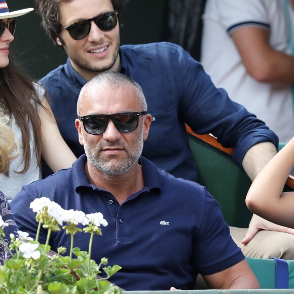 Amel Bent et son mari Patrick Antonelli dans les tribunes des internationaux de tennis de Roland Garros à Paris, France, le 3 juin 2018. © Dominique Jacovides - Cyril Moreau/Bestimage