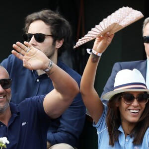 Amel Bent et son mari Patrick Antonelli dans les tribunes des internationaux de tennis de Roland Garros à Paris, France, le 3 juin 2018. © Dominique Jacovides - Cyril Moreau/Bestimage