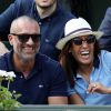 Amel Bent et Patrick Antonelli dans les tribunes des internationaux de tennis de Roland Garros à Paris, France, le 3 juin 2018. © Dominique Jacovides - Cyril Moreau/Bestimage