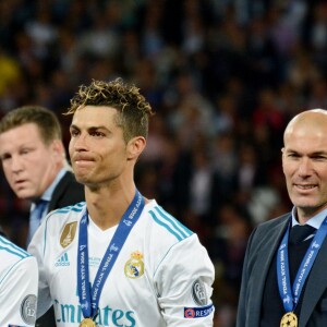 Cristiano Ronaldo et Zinedine Zidane - Le Real Madrid remporte la Ligue des Champions face au FC Liverpool à Kiev le 26 mai 2018.