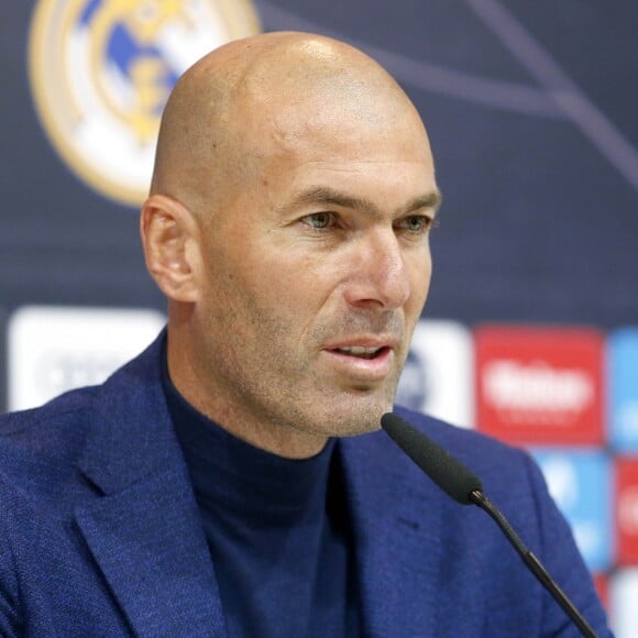 Zinedine Zidane en conférence de presse pour annoncer son départ du Real Madrid. Le 31 mai 2018.