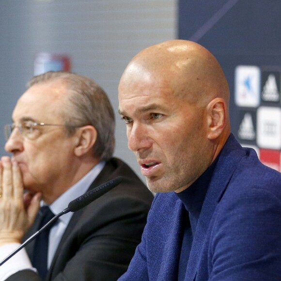 Zinedine Zidane en conférence de presse pour annoncer son départ du Real Madrid. Le 31 mai 2018.