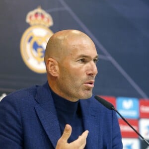 Zinedine Zidane en conférence de presse pour annoncer son départ du Real Madrid. Le 31 mai 2018.