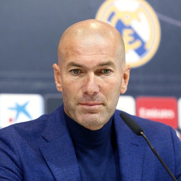 Zinedine Zidane en conférence de presse pour annoncer son départ du Real Madrid. Le 31 mai 2018.