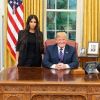 Kim Kardashian et Donald Trump dans le Bureau ovale de la Maison Blanche le 30 mai 2018