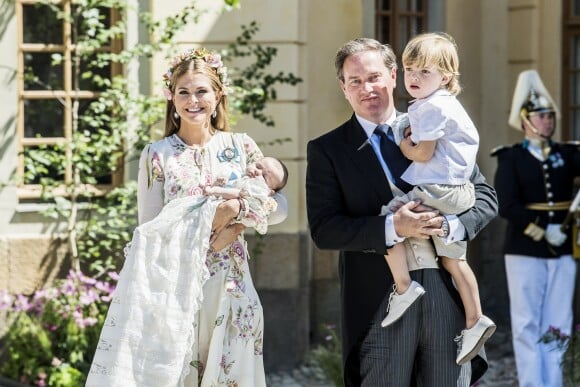 La princesse Madeleine de Suède et son mari, Christopher O'Neill en compagnie de leurs enfants, le prince Nicolas et la princesse Adrienne - Baptême de la princesse Adrienne de Suède à Stockholm au palais de Drottningholm en Suède le 8 juin 2018