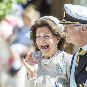 Le roi Carl XVI Gustav de Suède et la reine Silvia de Suède - Baptême de la princesse Adrienne de Suède à Stockholm au palais de Drottningholm en Suède le 8 juin 2018