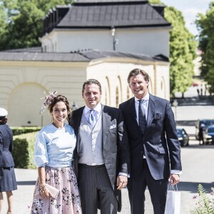 Louise Gottlieb Thott, Dag Werner et Christoffer Cederlund - Baptême de la princesse Adrienne de Suède à Stockholm au palais de Drottningholm en Suède le 8 juin 2018