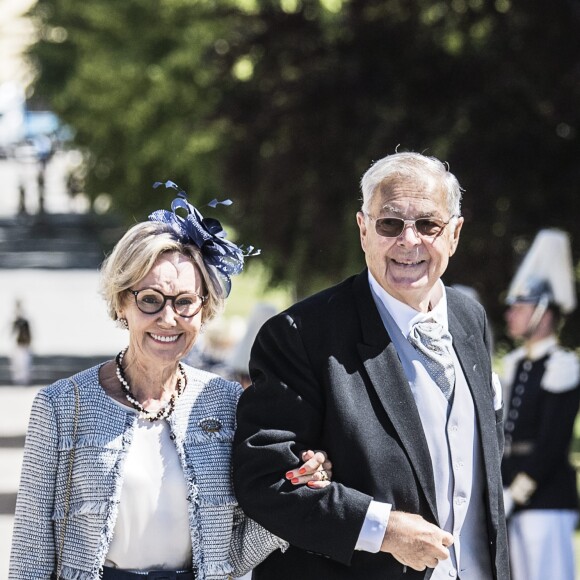 Jill Bernadotte af Wisborg et Bertil Bernadotte af Wisborg - Baptême de la princesse Adrienne de Suède à Stockholm au palais de Drottningholm en Suède le 8 juin 2018