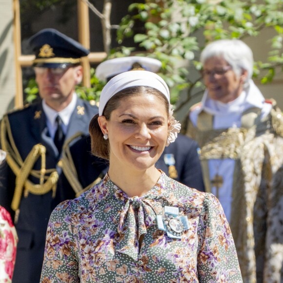 La princesse Victoria, le prince Daniel et le prince Oscar - Baptême de la princesse Adrienne de Suède à Stockholm au palais de Drottningholm en Suède le 8 juin 2018