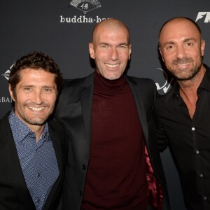 Semi-Exclusif - Bixente Lizarazu, Zinedine Zidane, Christophe Dugarry - A l'occasion des 20 ans de la victoire de l'équipe de France, les bleus 98 se sont rendus à un dîner organisé au Buddha Bar avec tous les joueurs et leur famille le 11 juin 2018. © Rachid Bellak/Bestimage