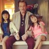 Johnny Hallyday avec ses filles Jade et Joy sur Instagram, le 14 avril 2014.
