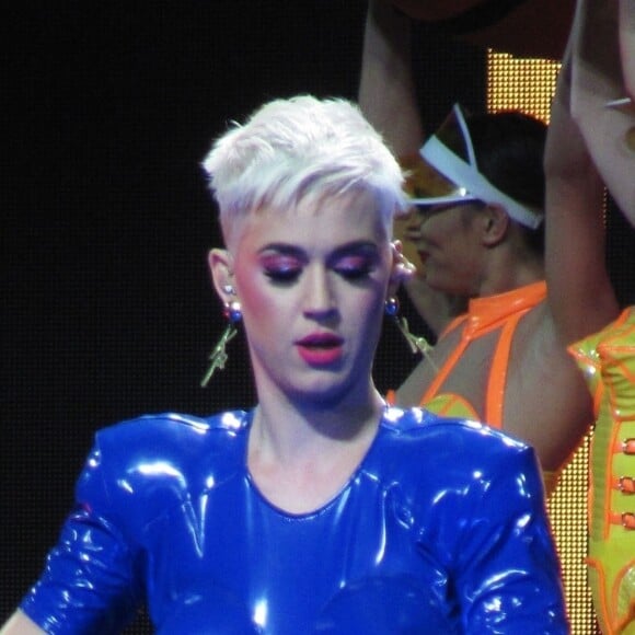 Katy Perry en concert à l'O2 arena à Londres, le 15 juin 2018.
