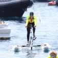 La princesse Charlene de Monaco lors du Water Bike Challenge, au profit de la Fondation princesse Charlene de Monaco au départ du Yacht Club de Monaco le 17 juin 2018. © Bruno Bebert / Bestimage