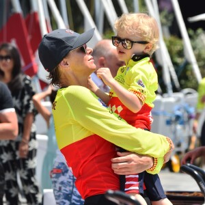 La princesse Charlene de Monaco, le prince Jacques lors du Water Bike Challenge, au profit de la Fondation princesse Charlene de Monaco au départ du Yacht Club de Monaco le 17 juin 2018. © Bruno Bebert / Bestimage