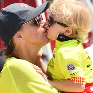 La princesse Charlene de Monaco, le prince Jacques lors du Water Bike Challenge, au profit de la Fondation princesse Charlene de Monaco au départ du Yacht Club de Monaco le 17 juin 2018. © Bruno Bebert / Bestimage