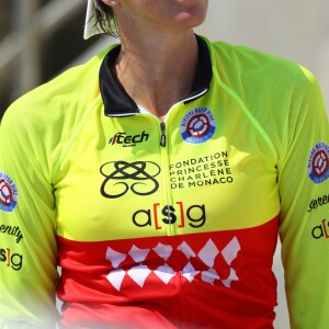 La princesse Charlene de Monaco lors du Water Bike Challenge, au profit de la Fondation princesse Charlene de Monaco au départ du Yacht Club de Monaco le 17 juin 2018. © Bruno Bebert / Bestimage