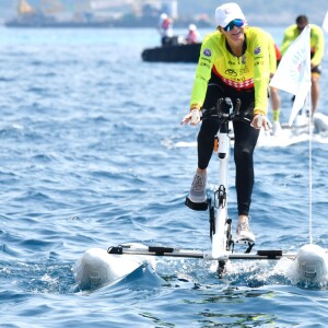 La princesse Charlene de Monaco lors du Water Bike Challenge, au profit de la Fondation princesse Charlene de Monaco au départ du Yacht Club de Monaco le 17 juin 2018. © Bruno Bebert / Bestimage