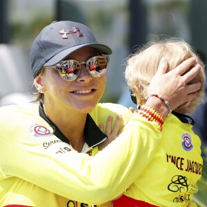 La princesse Charlene de Monaco et le prince Jacques lors du Water Bike Challenge, au profit de la Fondation princesse Charlene de Monaco au départ du Yacht Club de Monaco le 17 juin 2018. © Jean-François Ottonello / Nice Matin / Bestimage