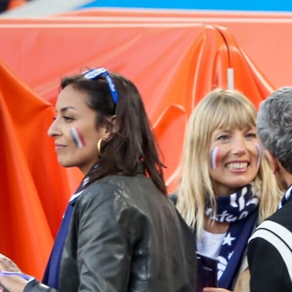 Nagui, Leïla Kaddour-Boudadi, Jean Roch, Bruno Solo, Adil Rami lors du match de coupe du monde opposant la France au Pérou au stade Ekaterinburg à Yekaterinburg, Russie, le 21 juin 2018. La France a gagné 1-0. © Cyril Moreau/Bestimage