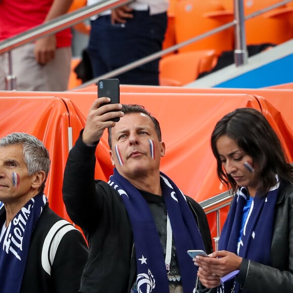 Nagui, Jean Roch, Leïla Kaddour-Boudadi lors du match de coupe du monde opposant la France au Pérou au stade Ekaterinburg à Yekaterinburg, Russie, le 21 juin 2018. La France a gagné 1-0. © Cyril Moreau/Bestimage