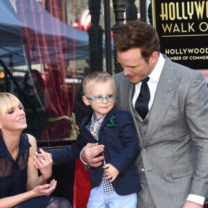 Chris Pratt, Anna Faris et leur fils Jack - Chris Pratt reçoit son étoile sur le Walk of Fame à Hollywood le 21 avril 2017.