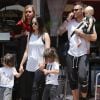 Exclusif - Megan Fox et son mari Brian Austin Green sont allés déjeuner au restaurant mexicain "Los Arroyos Montecito" avec leurs enfants Noah Shannon, Bodhi Ransom et Journey River, le 9 juillet 2017.