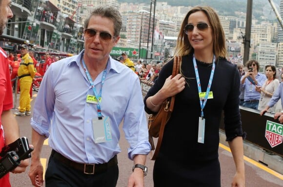 Hugh Grant et sa femme Anna Eberstein - People au 76ème Grand Prix de Formule 1 de Monaco, le 27 mai 2018. © Cyril Dodergny/Nice Matin/Bestimage