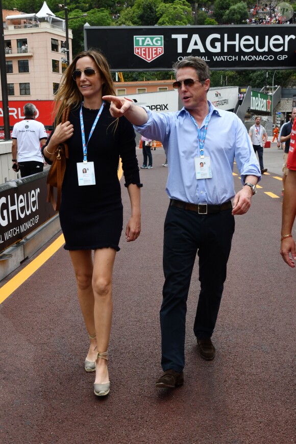 Hugh Grant et sa femme Anna Eberstein au 76ème Grand Prix de Formule 1 de Monaco le 27 mai 2018. Le couple s'est marié le 24 mai 2018 à Londres. © Bruno Bebert/Bestimage