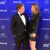 Hugh Grant et sa compagne Anna Elisabet Eberstein - Soirée des Laureus World Sport Awards 2017 à Monaco le 14 février 2017.