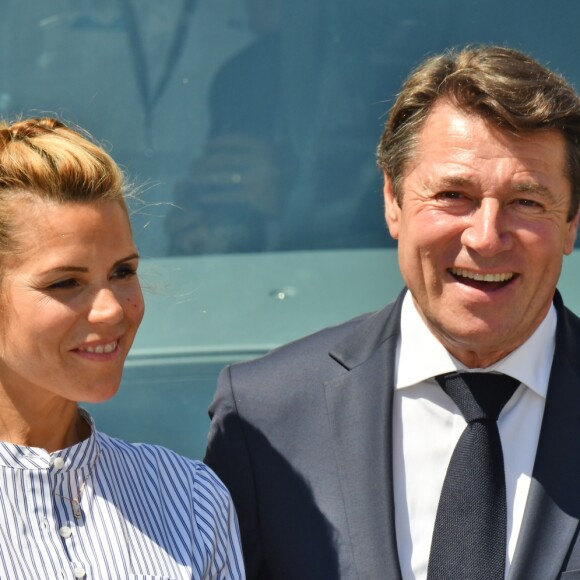 Exclusif - Christian Estrosi et sa femme Laura Tenoudji durant l'inauguration de la ligne 2 Ouest Est du tramway sur le tronçon aérien entre le CADAM et Magnan à Nice 30 juin 2018. © Bruno Bebert/Bestimage