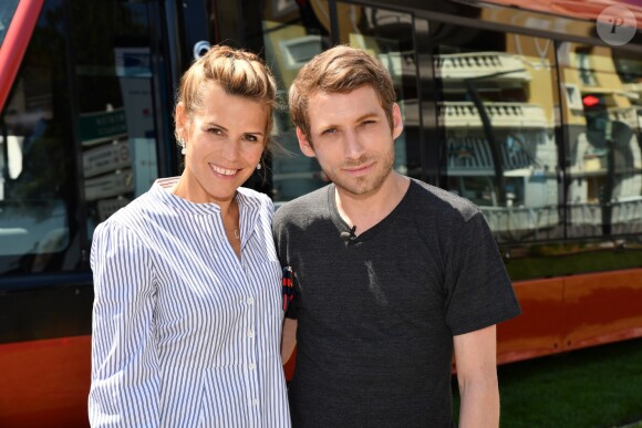 Exclusif - Laura Tenoudji, la femme de Christian Estrosi, le maire de Nice, et Ora Ito durant l'inauguration de la ligne 2 Ouest Est du tramway sur le tronçon aérien entre le CADAM et Magnan à Nice 30 juin 2018. Ce tramway est le premier au monde à utiliser un système innovant de recharge ponctuelle en station permettant une autonomie totale entre les stations aèriennes. Le SRS est un système de recharge statique par le sol mis au point par Alstom. Un tramway plus propre, plus performant avec un design signé par le niçois Ora Ito. Cet été, de 7h à 21h et jusqu'au 2 septembre les 7kms mis en service seront gratuits pour les usagers, d'ici septembre 2019 la partie souterraine sera terminée et les passagers pourront rejoindre l'aéroport en partant du port en 26 minutes.30/06/2018 - Nice