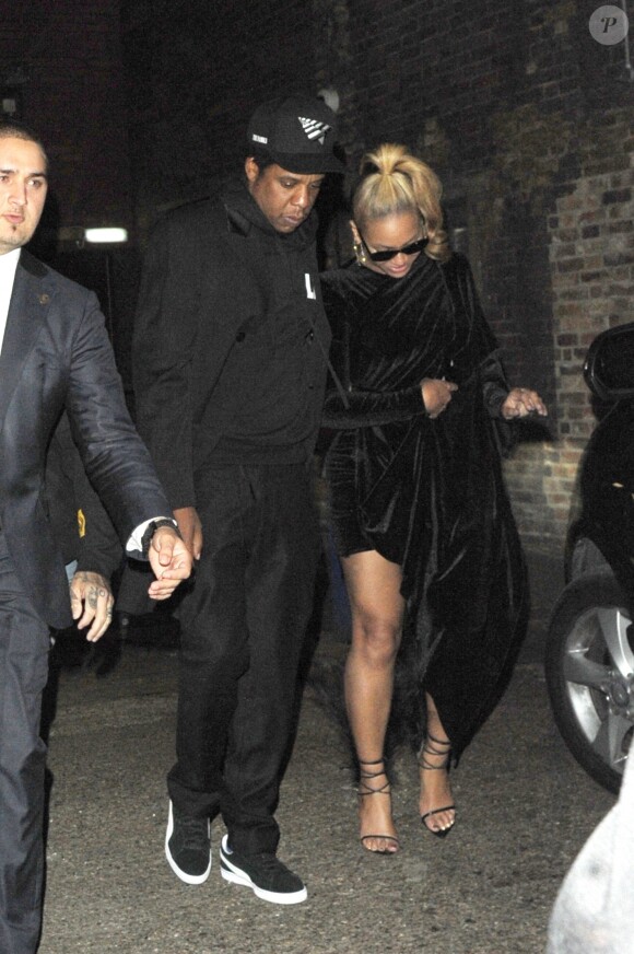 Beyonce et son mari Jay-Z à la sortie du "Arts Club" à Londres, le 21 juin 2018.