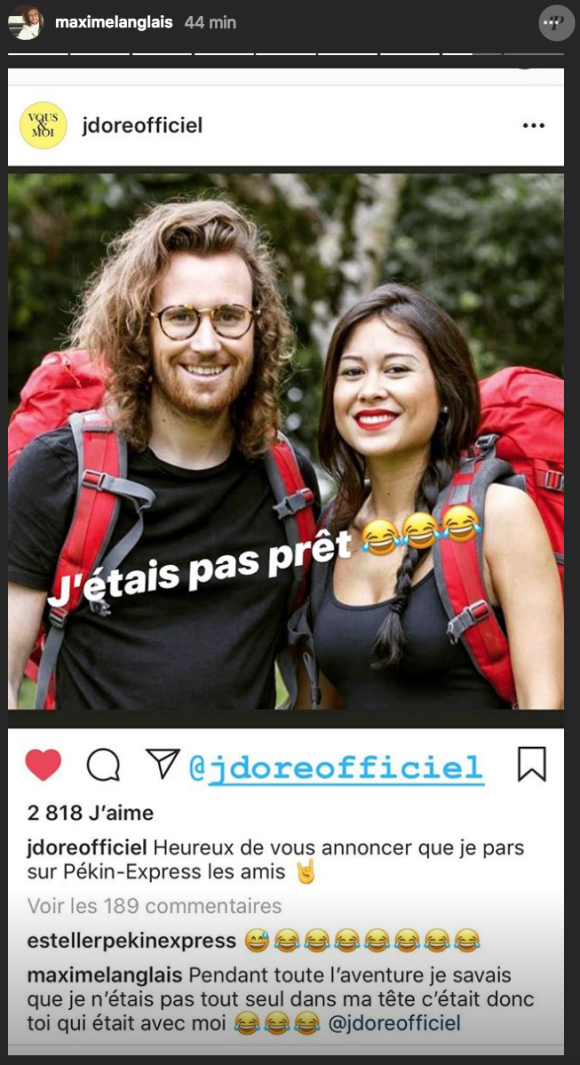 Julien Doré et son sosie, Maxime, qui participe à Pékin Express : La Course infernale, juillet 2018.