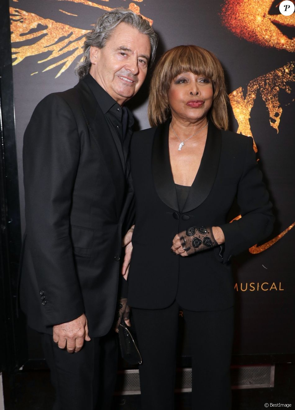 Tina Turner et son mari Erwin Bach - Présentation à la presse de la comédie musicale &quot;Tina: The Tina Turner Musical&quot; au théâtre Aldwych à Londres, Royaume Uni, le 17 avril 2018.