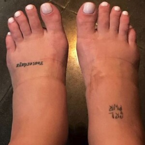 Caroline Receveur dévoile ses pieds gonflés dû à sa grossesse - Instagram, 5 juillet 2018
