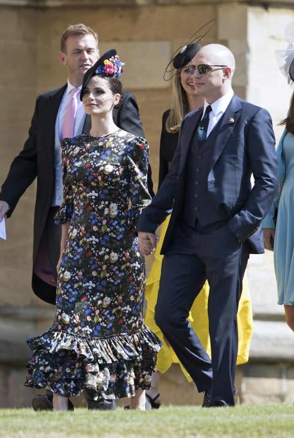 Tom Hardy et sa femme Charlotte Riley - Les invités à la sortie de la chapelle St. George au château de Windsor, Royaume Uni, le 19 mai 2018.