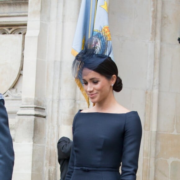 Le prince Harry, duc de Sussex et Meghan Markle, duchesse de Sussex - La famille royale d'Angleterre à la sortie de l'abbaye de Westminster pour le centenaire de la RAF à Londres. Le 10 juillet 2018