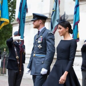 Le prince Harry, duc de Sussex et Meghan Markle, duchesse de Sussex - La famille royale d'Angleterre à la sortie de l'abbaye de Westminster pour le centenaire de la RAF à Londres. Le 10 juillet 2018