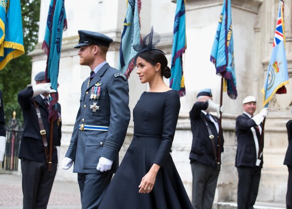 Le prince Harry, duc de Sussex et Meghan Markle, duchesse de Sussex - La famille royale d'Angleterre à la sortie de l'abbaye de Westminster pour le centenaire de la RAF à Londres. Le 10 juillet 2018