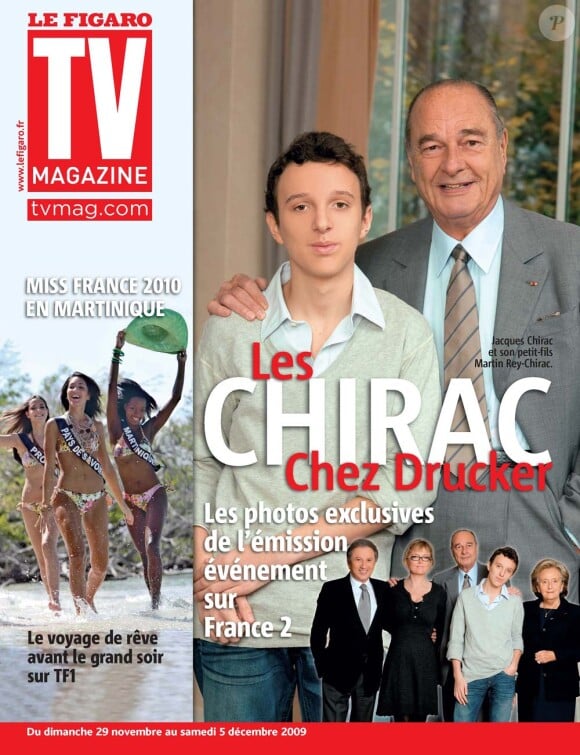 Jacques Chirac et son petit fils Martin en couverture de TV Magazine, parution le 29 novembre 2009.