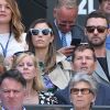 Justin Timberlake et sa femme Jessica Biel dans les tribunes du tournois de Wimbledon à Londres, le 10 juillet 2018.
