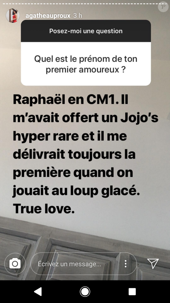Agathe Auproux se confie sur son premier amour sur Instagram, le 11 juillet 2018.