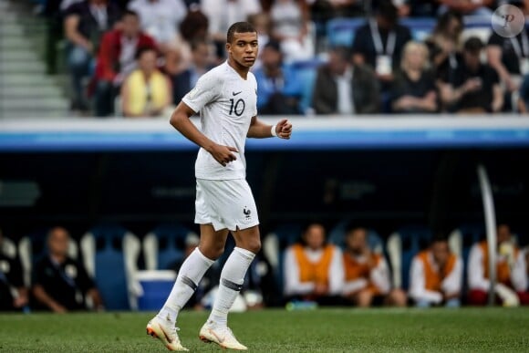 Kylian Mbappé lors du match de quart de finale de la Coupe du Monde Russia2018 "France - Uruguay (FIFA World Cup Russia2018)" au stade Nijni Novgorod. La France a gagné 2-0 et rencontrera la Belgique en demi-finale. Russie, le 6 juillet 2018. © Cyril Moreau/Bestimage