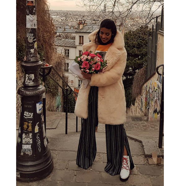 Alia (Secret Story 9) à Montmartre pour son anniversaire, le 10 avril 2018.