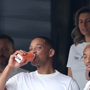 Will Smith et son fils Jaden Smith - People au stade Loujniki lors de la finale de la Coupe du Monde de Football 2018 à Moscou, opposant la France à la Croatie à Moscou le 15 juillet 2018 .© Cyril Moreau/Bestimage